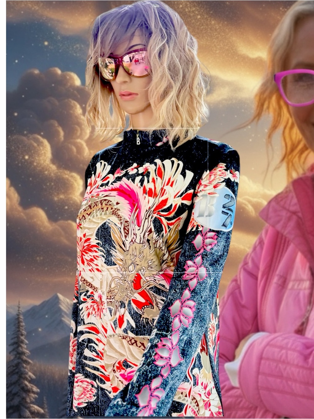 Bogner Base layer 1/4 Zip Ski Top Hawaiian Design